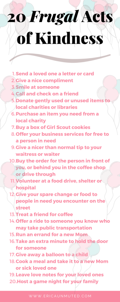 20 Frugal Acts of Kindness That Can Help Change the World « Erica Unmuted