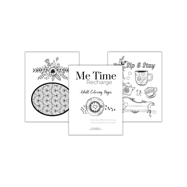 me time recharge adult coloring pages product mockup image