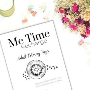 me time recharge adult coloring pages product mockup image